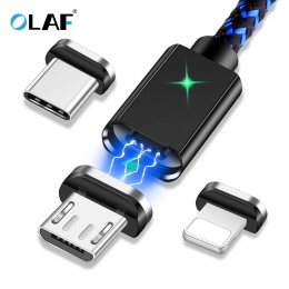 OLAF magnetyczny ładowarka USB kabel do transmisji danych dla iPhone kabel Micro USB typu C telefon komórkowy szybkie ładowanie 