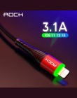 ROCK oświetlenie LED ładowarka 3.1A dla iPhone X 8 7 6 Max XR szybkiego ładowania o wysokiej wytrzymałości danych do synchroniza