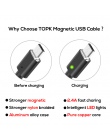 TOPK 2.4A magnetyczny micro USB kabel, zmodernizowane nylonu pleciony wskaźnik LED ładowarka z kablem USB dla słuchawki micro US