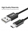 TOPK 2.4A magnetyczny micro USB kabel, zmodernizowane nylonu pleciony wskaźnik LED ładowarka z kablem USB dla słuchawki micro US