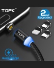 TOPK 1 M ulepszona 3A szybkie ładowanie telefonu magnetyczny micro USB kabel i 8 Pin i kabel USB typu C do iPhone samsung Huawei