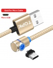 TOPK L-Line1 1 M i 2 M LED magnetyczny Micro USB kabel 90 stopni L kształt magnes kabel do ładowarki USB do Micro port USB i złą