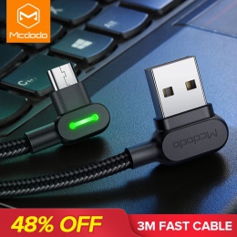 MCDODO 3 m 2.4A szybko kabel Micro USB ładowarka danych Micro USB kabel ładowania do Samsunga Huawei telefon komórkowy z Android