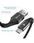 TIEGEM kabel Micro USB 2.4A Nylon szybkie ładowanie USB kabel do transmisji danych dla Samsung Xiaomi telefonu komórkowego z sys