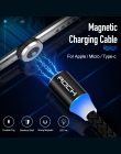 ROCK Metal magnetyczny kabel USB do iphone'a typu C Micro 2.4A szybka ładowarka oświetlenie Led światło dla Xiaomi Huawei telefo