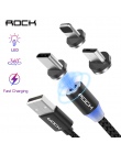 ROCK Metal magnetyczny kabel USB do iphone'a typu C Micro 2.4A szybka ładowarka oświetlenie Led światło dla Xiaomi Huawei telefo