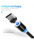 ROCK Metal magnetyczny kabel USB do iphone'a typu C Micro 2.4A szybka ładowarka oświetlenie Led światło dla Xiaomi Huawei telefo