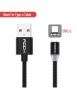 ROCK Metal magnetyczny kabel USB do iphone'a typu C Micro 2.4A szybka ładowarka oświetlenie Led światło dla Xiaomi Huawei telefo