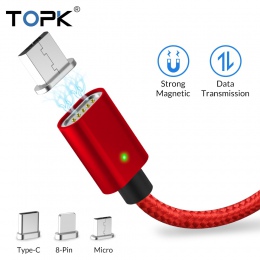 TOPK magnetyczny USB Micro kabel USB typu C magnes ładowarka do ładowania danych telefon komórkowy kable do Samsung Xiaomi kabel