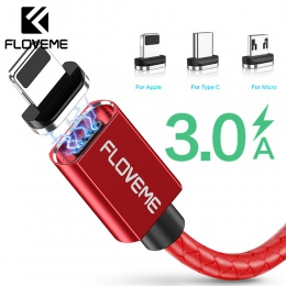 FLOVEME 3A kabel magnetyczny dla iPhone X XR Micro USB kabel oświetleniowy szybkie ładowanie ładowarka kabel USB typu C do Samsu