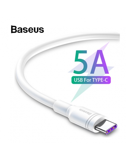 Baseus biały TPE USB typu C kabel do Huawei mate 20 pro 5A Super szybkie ładowanie USB C 2A szybkie ładowarka do Samsunga galaxy