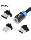 TOPK RLine2 LED magnetyczny kabel USB dla iPhone 6 7 8 Plus 5S SE iPad Air kabel magnetyczny do ładowania USB typu C & Micro kab