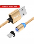 TOPK RLine2 LED magnetyczny kabel USB dla iPhone 6 7 8 Plus 5S SE iPad Air kabel magnetyczny do ładowania USB typu C & Micro kab