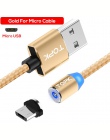 TOPK RLine2 LED magnetyczny kabel USB dla iPhone 6 7 8 Plus 5S SE iPad Air kabel magnetyczny do ładowania USB typu C & Micro kab