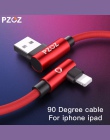 PZOZ dla ładowarka do iPhone’a kabel USB szybkie ładowanie 90 stopni przewód usb kabel do iphone Xr Xs Max 8 7 s 6 plus 6 s 5 5S