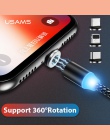 USAMS kabel magnetyczny dla iPhone Samsung pleciony magnes telefon kabel dla typu C kabel Micro USB magnetyczny ładowanie USB C