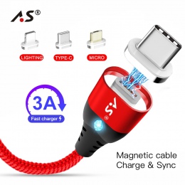 A.S kabel magnetyczny Micro USB typu C Super szybkie ładowanie telefonu Microusb typu C magnes ładowarka usb c dla iphone huawei