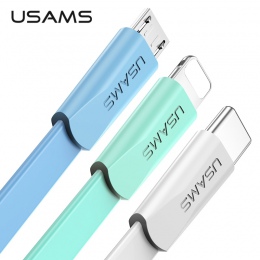 Kabel USB do iphone 5 6 X kabel USAMS Micro usb typu c do synchronizacji danych z płaskim szybkie ładowanie komórkowego kable te