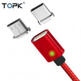 TOPK AM21 kabel magnetyczny kabel typu C & Micro USB pleciony kabel nylonowy synchronizacji danych telefon komórkowy kabel ładow