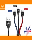 Mcdodo 3 w 1 kabel USB 3A do telefonu komórkowego Micro USB typu C kabel ładowarki do iPhone XR XS max X Huawei szybkie ładowani