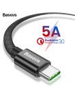 Baseus 5A USB typu C kabel do Huawei Mate 20 P30 P20 Pro Supercharge Xiao mi mi 9 Samsung S10 S9 USBC typu -c kabel USB-C ładowa