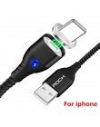 ROCK 5A kabel magnetyczny Micro Usb typu C Super szybkiego ładowania Usb do telefonu C LED światło dla IPhone Xiaomi Huawei z sy