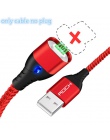 ROCK 5A kabel magnetyczny Micro Usb typu C Super szybkiego ładowania Usb do telefonu C LED światło dla IPhone Xiaomi Huawei z sy