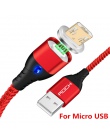 ROCK 5A kabel magnetyczny Micro Usb typu C Super szybkiego ładowania Usb do telefonu C LED światło dla IPhone Xiaomi Huawei z sy