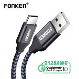 FONKEN kabel USB typu C szybkie ładowanie USB typu C 2.0 kabel do telefonu 2 m 3 m 3A szybko do ładowania danych przewód dla ban