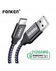 FONKEN kabel USB typu C szybkie ładowanie USB typu C 2.0 kabel do telefonu 2 m 3 m 3A szybko do ładowania danych przewód dla ban