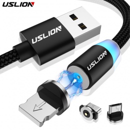 USLION magnetyczny micro USB kabel do Samsung S10 S9 typu c ładowanie magnes ładowarka Adapter USB typu C mobilny kable telefoni