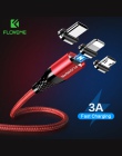 FLOVEME magnetyczny kabel Usb do ładowania Micro Usb typu C magnes szybka ładowarka przewód drutu 3a dla iphone Samsung Redmi uw