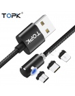 TOPK AM51 90 stopni magnetyczny kabel USB dla iPhone Xs Max 8 7 6 5 magnes Micro kabel USB typu C do samsung Xiaomi Huawei