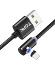 TOPK AM51 90 stopni magnetyczny kabel USB dla iPhone Xs Max 8 7 6 5 magnes Micro kabel USB typu C do samsung Xiaomi Huawei