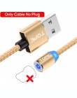 TOPK AM23 LED magnetyczny micro USB kabel USB C kabel do Samsung Xiaomi Huawei telefonu komórkowego z systemem Android kable do 