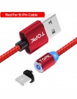 TOPK AM23 LED magnetyczny micro USB kabel USB C kabel do Samsung Xiaomi Huawei telefonu komórkowego z systemem Android kable do 