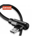 Suntaiho kabel Micro USB przewód USB z wtyczką kątową 90° 1 m 2 m 3 m do Samsung S7 S6 2.4A szybkie ładowanie dla Huawei dla Xia