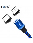 TOPK AM33 LED kabel magnetyczny Micro USB i kabel USB typu C do Samsung Xiaomi Huawei LG kabel USB do iPhone Xs Max 8 7 6 Plus