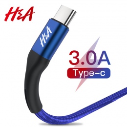 H & A kabel USB typu C do Samsung Galaxy S10 S9 S8 Plus Xiao mi mi 9 szybkie ładowanie USB-C ładowarka do telefonu komórkowego U