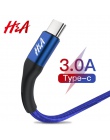 H & A kabel USB typu C do Samsung Galaxy S10 S9 S8 Plus Xiao mi mi 9 szybkie ładowanie USB-C ładowarka do telefonu komórkowego U