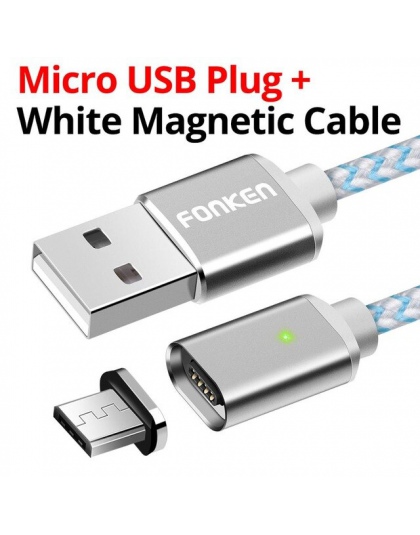 FONKEN Micro USB kabel magnetyczny Max 2.4A przewód szybkoładujący telefon magnes Mini kabel USB LED synchronizacji przewód dany