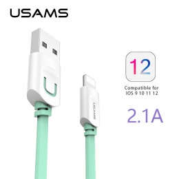 Dla kabel do iphone IOS 12 11 10 USAMS 2.1A szybkie ładowanie 0.25 m 1 m 1.5 m płaskie do ładowania danych Usb kabel dla iPhone 