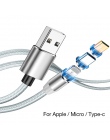 MOOJECAL LED magnetyczny kabel USB dla iPhone Xs Max 8 7 6 Plus USB typu C kabel Micro USB kabel do Samsung xiaomi Huawei USB C