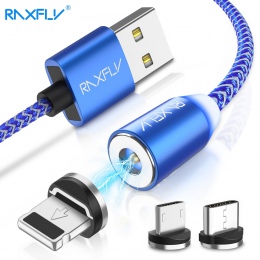 RAXFLY magnetyczny ładowarka kabel USB dla Samsung S9 S8 magnes Micro USB typu C drutu dla iPhone 7 8 XR ładowania LED oświetlen