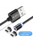 RAXFLY magnetyczny ładowarka kabel USB dla Samsung S9 S8 magnes Micro USB typu C drutu dla iPhone 7 8 XR ładowania LED oświetlen