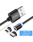 RAXFLY magnetyczny ładowarka kabel USB dla Samsung S9 S8 magnes Micro USB typu C drutu dla iPhone 7 8 XR ładowania LED oświetlen