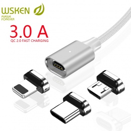 WSKEN X2 magnetyczny kabel do ładowania dla ładowarka do iPhone’a kabel Micro USB USB typu C 3A kabel magnetyczny do Samsung USB