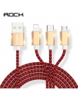 ROCK kabel USB dla iPhone XS Max XR X 8 7 6 5 dla Xiaomi Samsung ładowarka samochodowa 3 w 1 Micro USB typu C oświetlenie ładowa