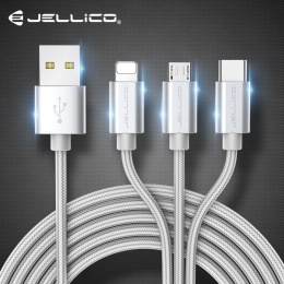 Jellico 3 w 1 kabel USB do iphone'a szybkie ładowanie kabel do Androida Micro USB typu C typu c 3in1 komórkowy kable telefoniczn