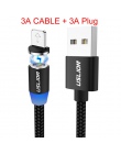 USLION 1 M LED kabel magnetyczny i Micro USB kabel i kabel USB typu C plecionka z nylonu typu C kabel magnetyczny do ładowania d